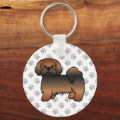 Rode Sable Lhasa Apso Schattige Cartoon Hond Sleutelhanger (Voorkant)
