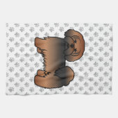 Rode Sable Lhasa Apso Schattige Cartoon Hond Theedoek (Horizontaal)