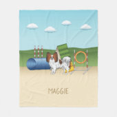 Rode Sable Papillon Agility Hond Met Aangepaste Na Fleece Deken (Voorkant)