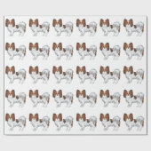 Rode Sable Papillon Cute En Gelukkige Hond Patroon Cadeaupapier (Vlak)