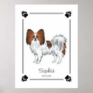 Rode Sable Papillon Cute Hond Met Pootjes En Tekst Poster
