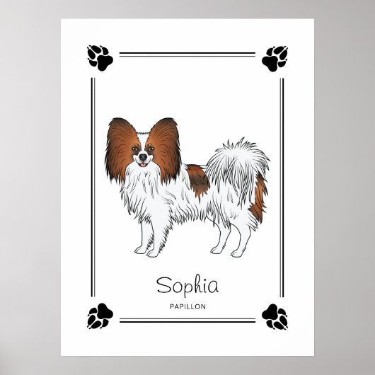 Rode Sable Papillon Cute Hond Met Pootjes En Tekst Poster (Voorkant)