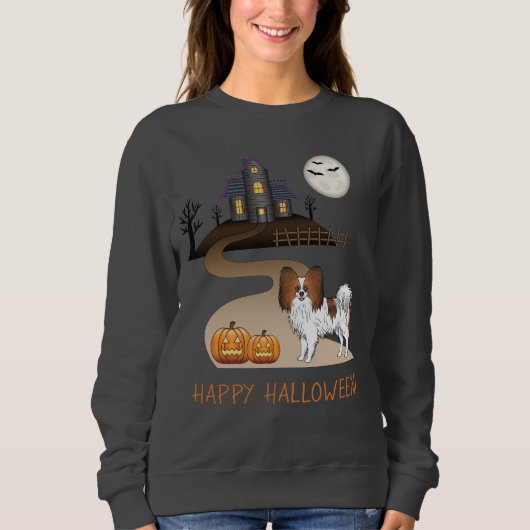 Rode Sable Papillon En Halloween Spokenhuis Trui (Voorkant)