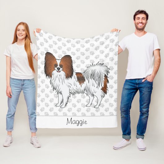 Rode Sable Papillon Hond Met Pootjes En Naam Fleece Deken (In situ)