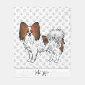 Rode Sable Papillon Hond Met Pootjes En Naam Fleece Deken (Voorkant)