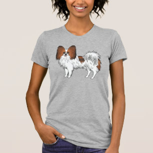 Rode Sable Papillon Mooie Cartoon Hond Ontwerp T-shirt