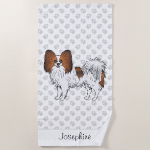 Rode Sable Papillon Mooie Hond Met Aangepaste Teks Strandlaken