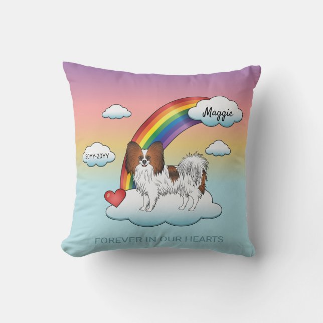Rode Sable Papillon Mooie Hond Regenboog Herdenkin Kussen (Voorkant)