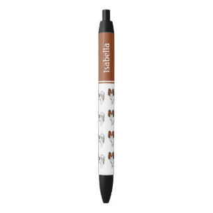 Rode Sable Papillon Mooie Honden Met Aangepaste Na Zwarte Inkt Pen