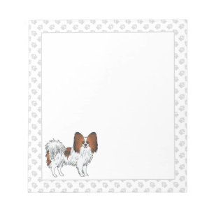 Rode Sable Papillon Schattige Cartoon Hond Met Pot Notitieblok