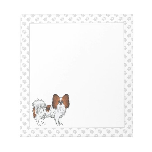 Rode Sable Papillon Schattige Cartoon Hond Met Pot Notitieblok (Voorkant)