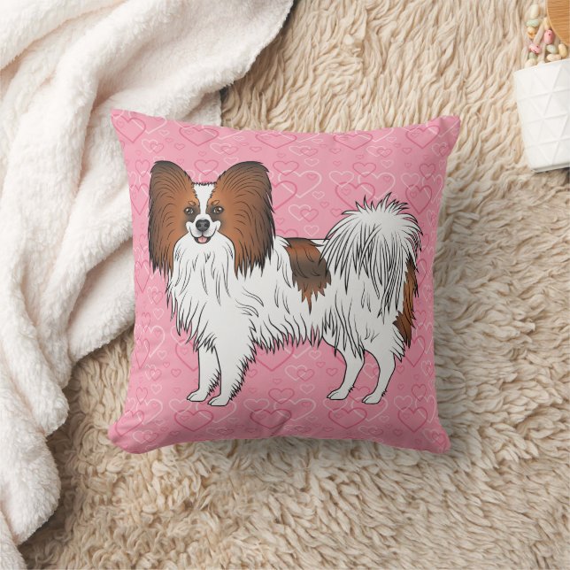Rode Sable Papillon Speelgoedras Hond Op Roze Hart Kussen (Deken)