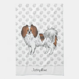 Rode Sable Phalène Cartoon Hond Met Aangepaste Naa Theedoek