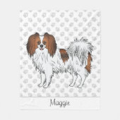 Rode Sable Phalène Cartoon Hond Met Aangepaste Tek Fleece Deken (Voorkant)