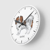Rode Sable Phalène Cartoon Hond Met Aangepaste Tek Ronde Klok (Hoek)