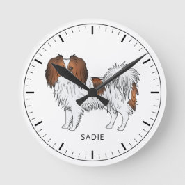 Rode Sable Phalène Cartoon Hond Met Aangepaste Tek Ronde Klok