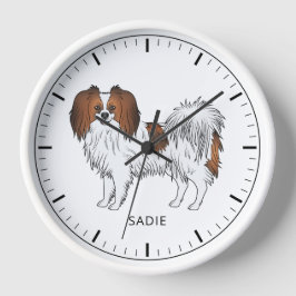 Rode Sable Phalène Cartoon Hond Met Aangepaste Tek Ronde Klok