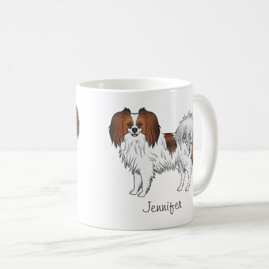 Rode Sable Phalène Cartoonhonden Met Aangepaste Na Koffiemok (Voorkant rechts)