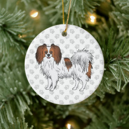 Rode Sable Phalène Cute Cartoon Hond Met Grijze Po Keramisch Ornament