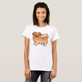 Rode Sable Tibetaanse Spaniel Cartoon Hond T-shirt (Voorkant volledig)