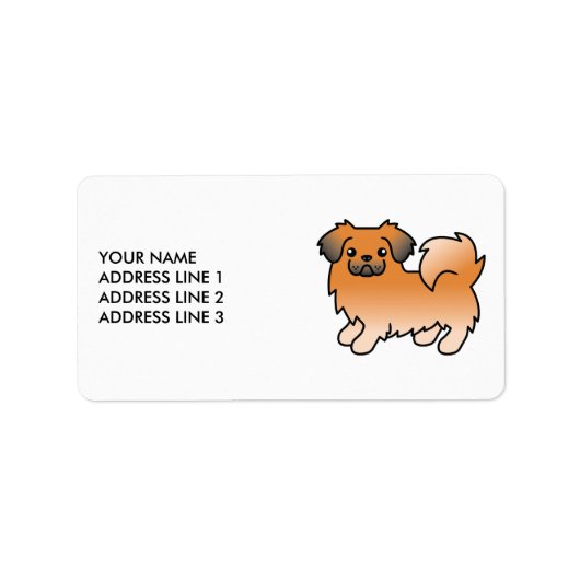 Rode Sable Tibetaanse Spaniel Schattige Cartoon Ho Etiket (Voorkant)