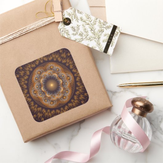 Rode sacrale heldere mandala vierkante sticker (Geschenken)