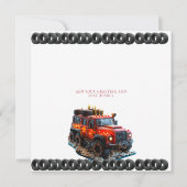 Rode Safari Truck Verjaardagstaart Kaart (Achterkant)