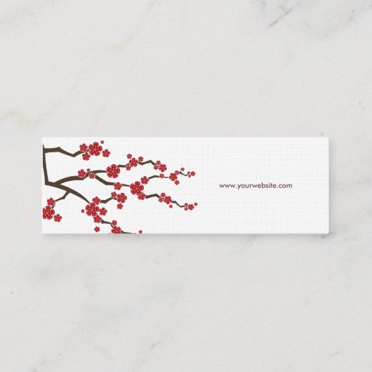 Rode Sakura Bloemen Kersenbloesem Chique Aziatisch Mini Visitekaartje (Achterkant)