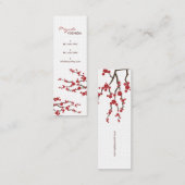 Rode Sakura Bloemen Kersenbloesem Chique Aziatisch Mini Visitekaartje (Voorkant / Achterkant)