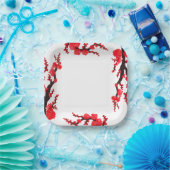 Rode Sakura bloesems schilderij papier Bord (Feest)