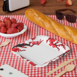 Rode Sakura bloesems schilderij papier Bord