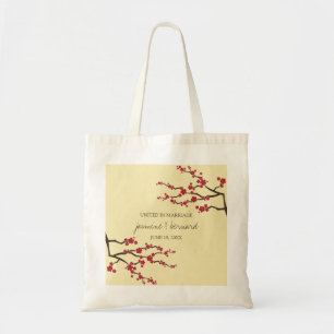 Rode Sakura Cherry Blossoms Aziatische bruiloft Ca Tote Bag