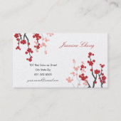 Rode Sakura Kersenbloesem Oosters Zen Aziatisch Visitekaartje (Voorkant)