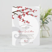 Rode Sakura Kersenbloesems wervelt chique Verlovin Kaart (Staand voorkant)