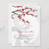 Rode Sakura Kersenbloesems wervelt chique Verlovin Kaart (Voorkant)
