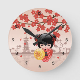 Rode Sakura Kokeshi-pop - Japanse Geisha Grote Klok