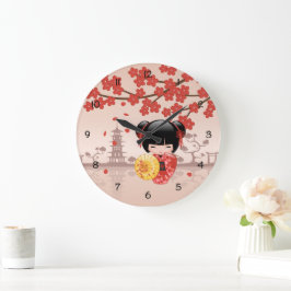 Rode Sakura Kokeshi-pop - Japanse Geisha Grote Klok