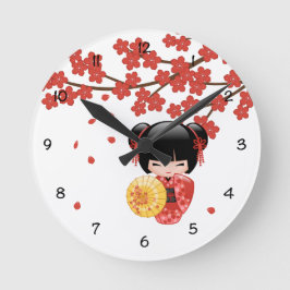Rode Sakura Kokeshi Pop - Japanse Geisha Grote Klok