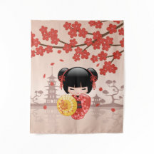 Rode Sakura Kokeshi Pop - Schattige Japanse Geisha