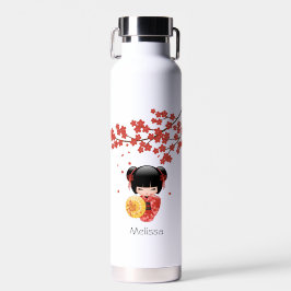 Rode Sakura Kokeshi-pop - Schattige Japanse Geisha Waterfles