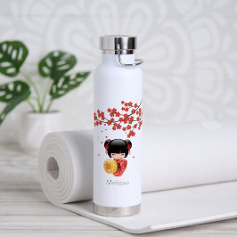 Rode Sakura Kokeshi-pop - Schattige Japanse Geisha Waterfles
