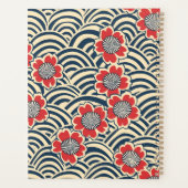 Rode Sakura Navy Wave Crème Japans Patroon Planner (Achterkant)