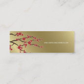 Rode Sakura Oosters Kersenbloesem Stijlvol goud Mini Visitekaartje (Achterkant)