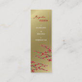 Rode Sakura Oosters Kersenbloesem Stijlvol goud Mini Visitekaartje (Voorkant)