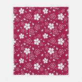 Rode Sakura Patroon Fleece Dekbed Deken (Voorkant)