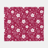 Rode Sakura Patroon Fleece Dekbed Deken (Voorkant (Horizontaal))
