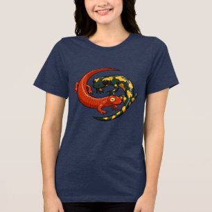 Rode salamander & vuursalamander illustratie Tri-Blend shirt