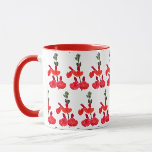 Rode Salvia Bloemen Mok (Links)