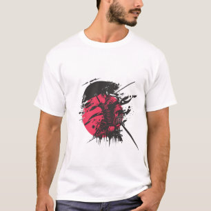 Rode Samurai Krijger Inkt Kunst T-shirt   Japanse 