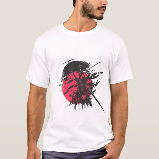 Rode Samurai Krijger Inkt Kunst T-shirt | Japanse